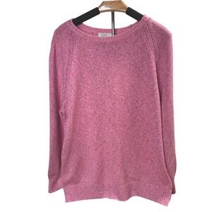 LOFT Outlet Women's Pretty in Pink Marled Knit Crew Neck Cozy Sweater Size XL